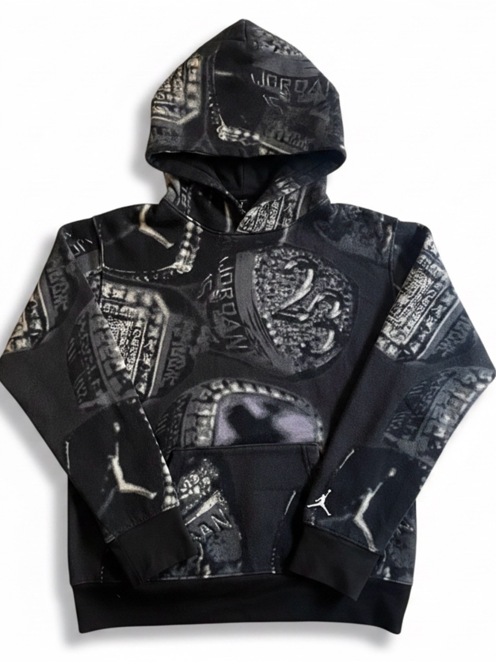 Jordan Black All-Over Championship Ring Hoodie